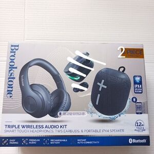 New Open Brookstone 2pc Wireless Audio Kit - Black